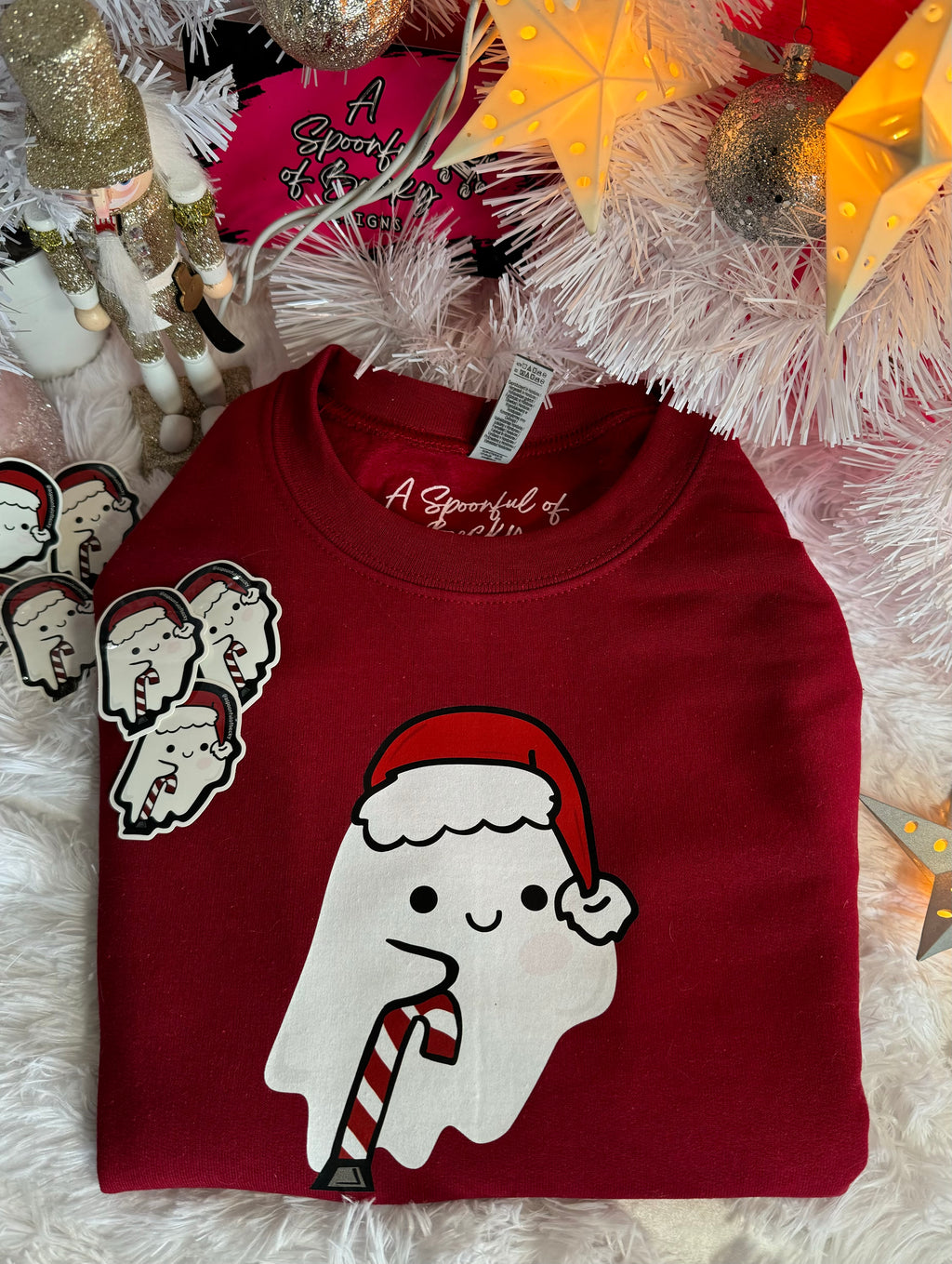 Red “Disabled Festive Ghost" Crewneck