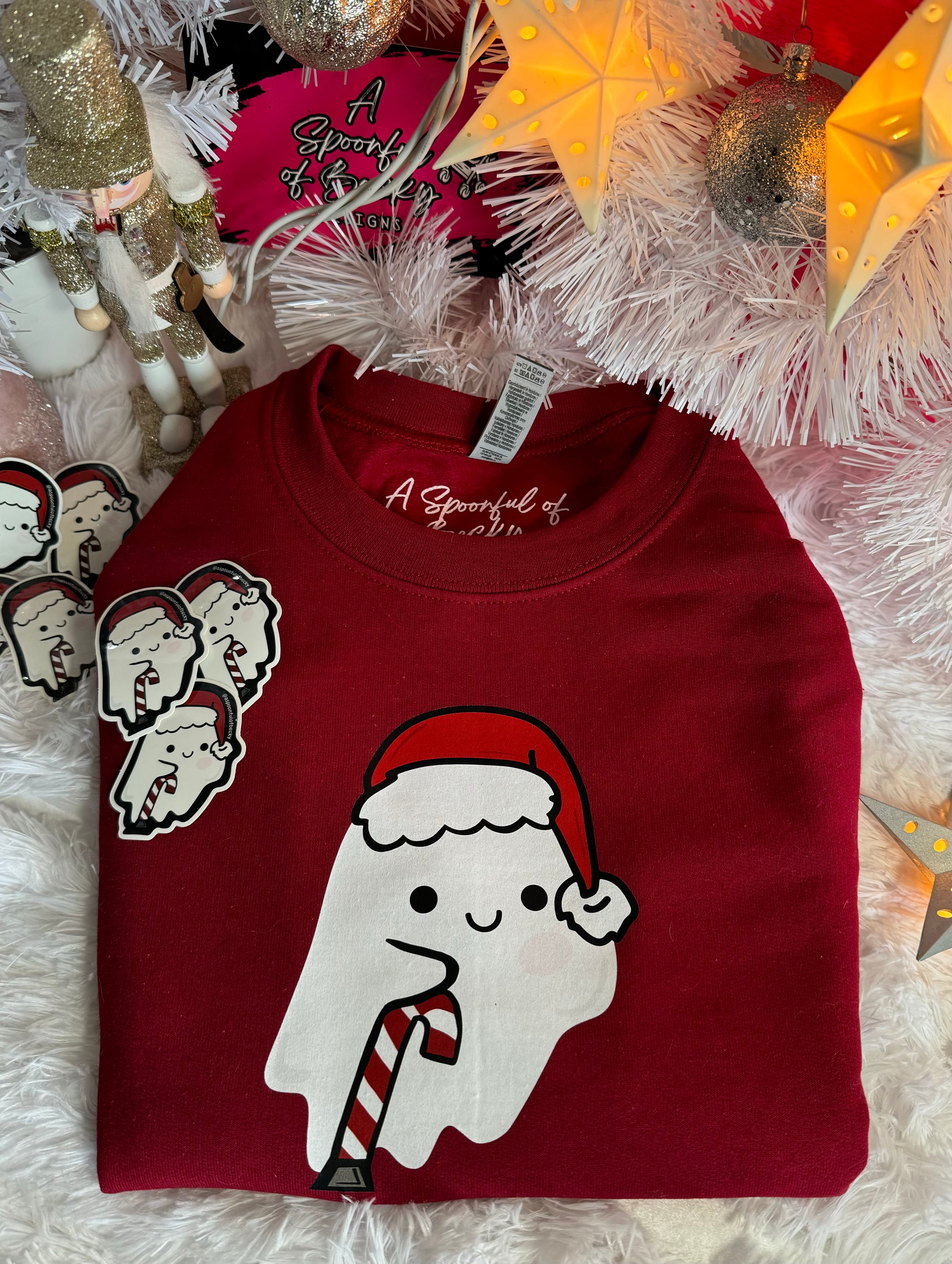 Red “Disabled Festive Ghost" Crewneck