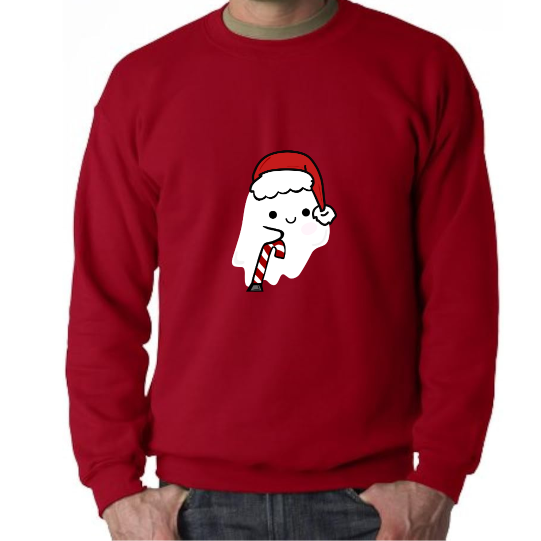 Red “Disabled Festive Ghost" Crewneck