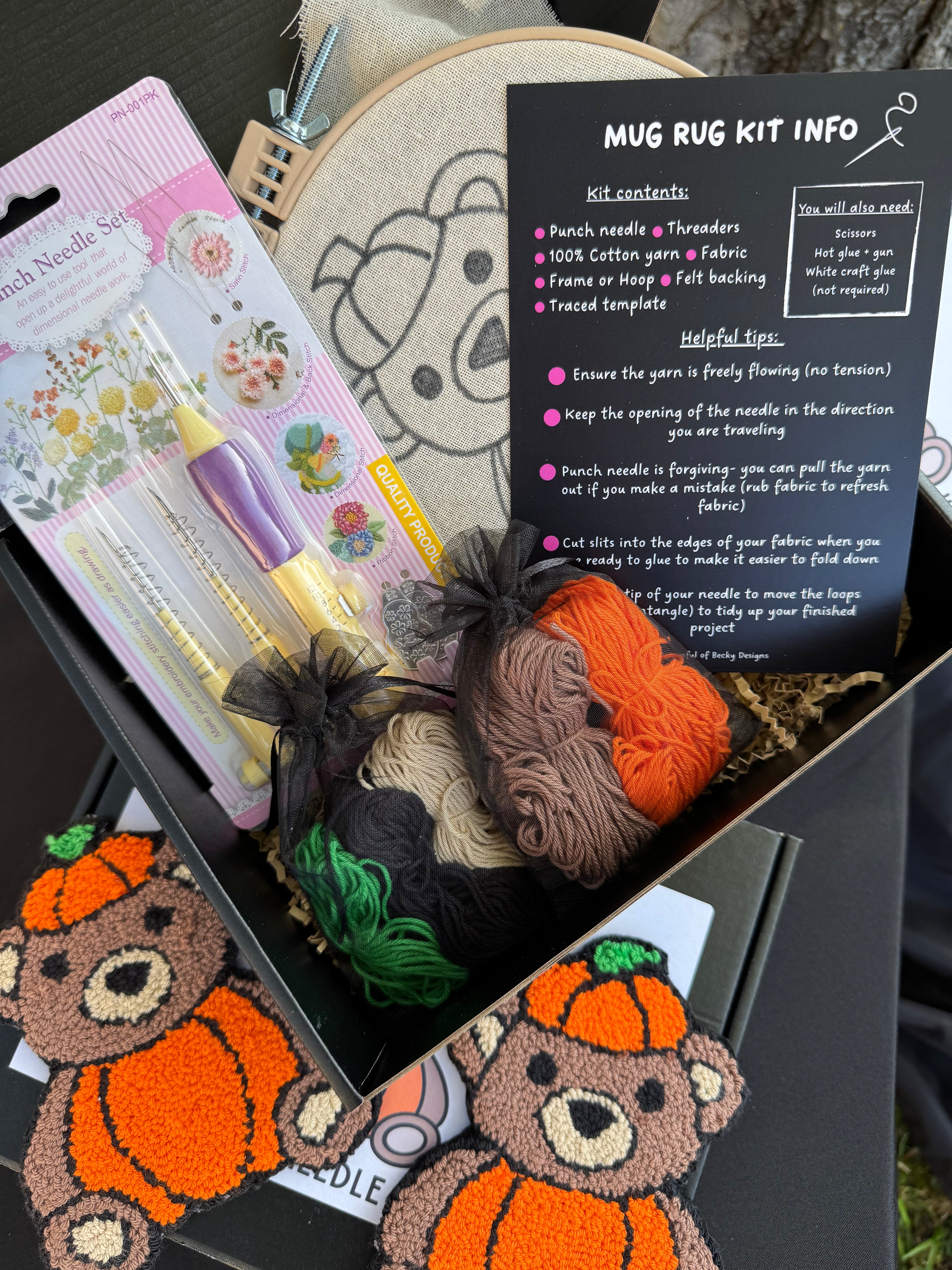 Teddy Pumpkin Punch Needle DIY Kit