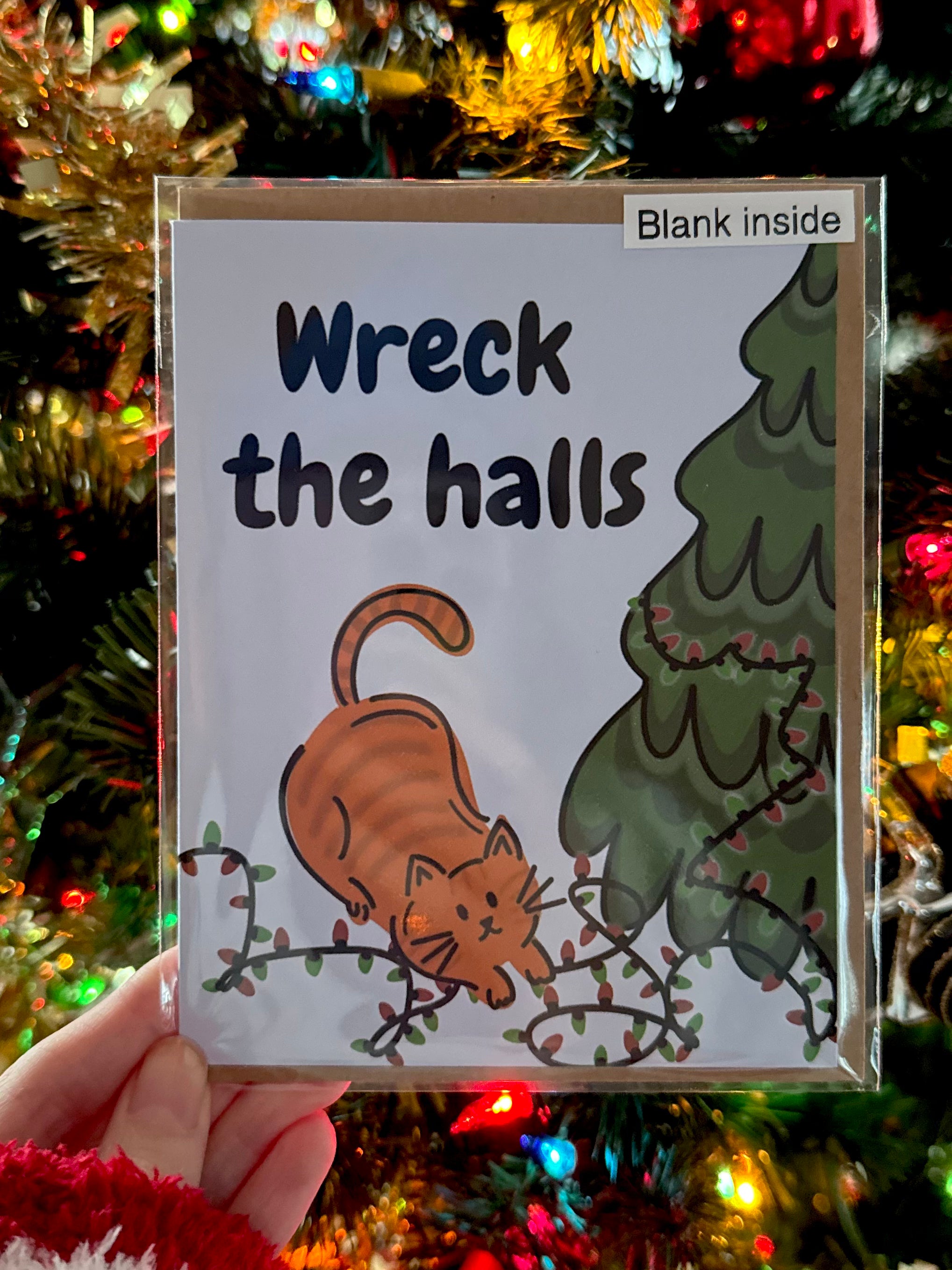 Wreck The Halls Cat Christmas Greeting Card