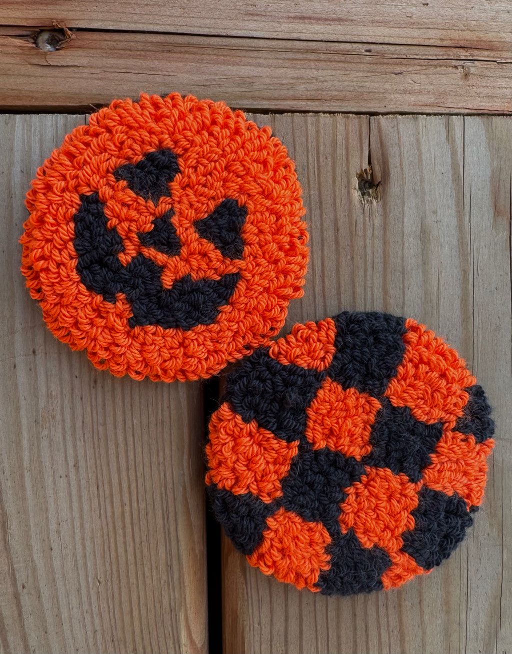 Halloween Pumpkin Mug Rug Car Coasters Set (2)