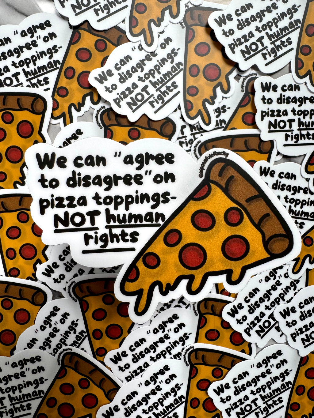 Human Rights & Pizza Toppings Sticker