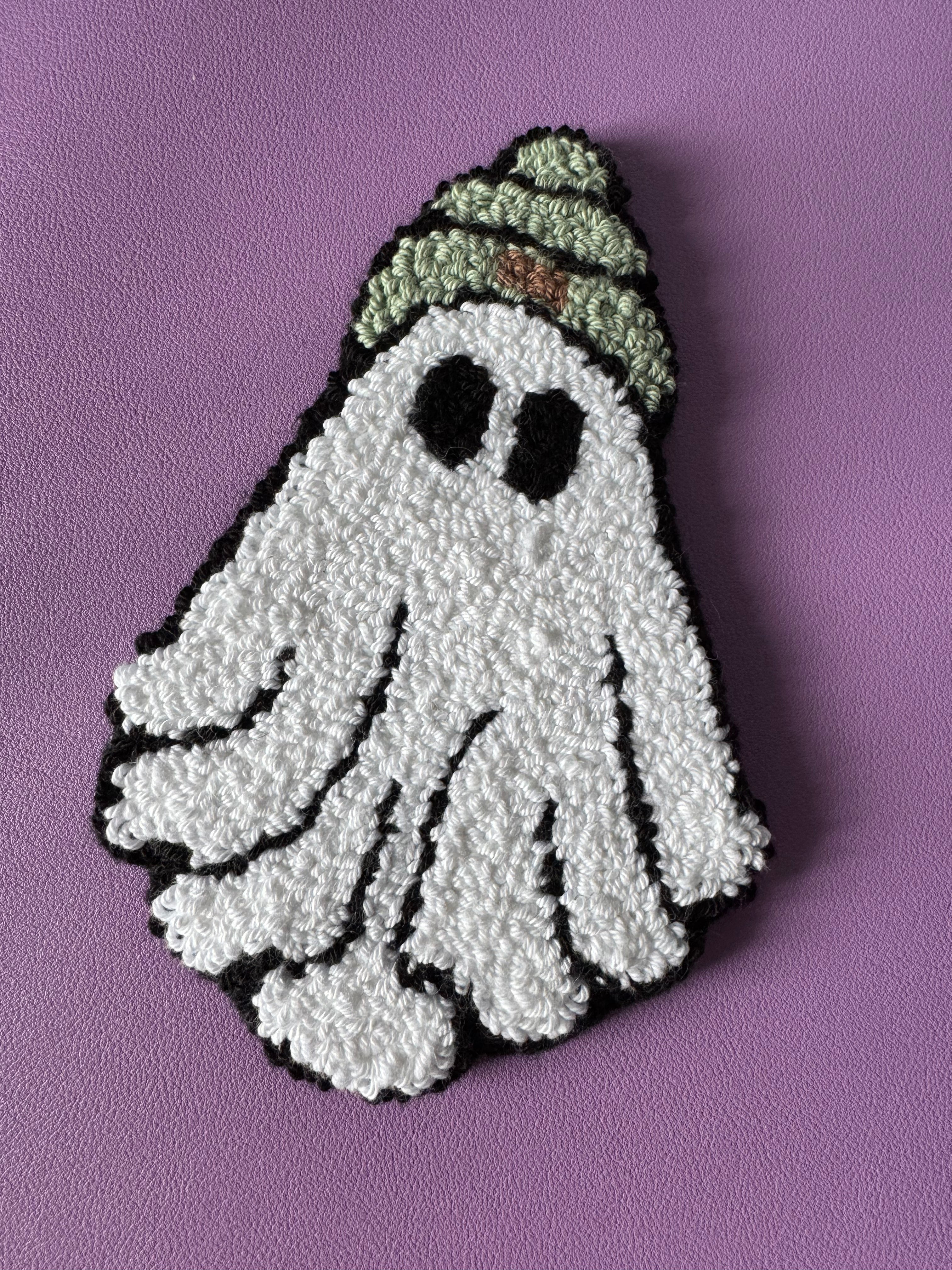 Sage Green Hat Ghost Mug Rug