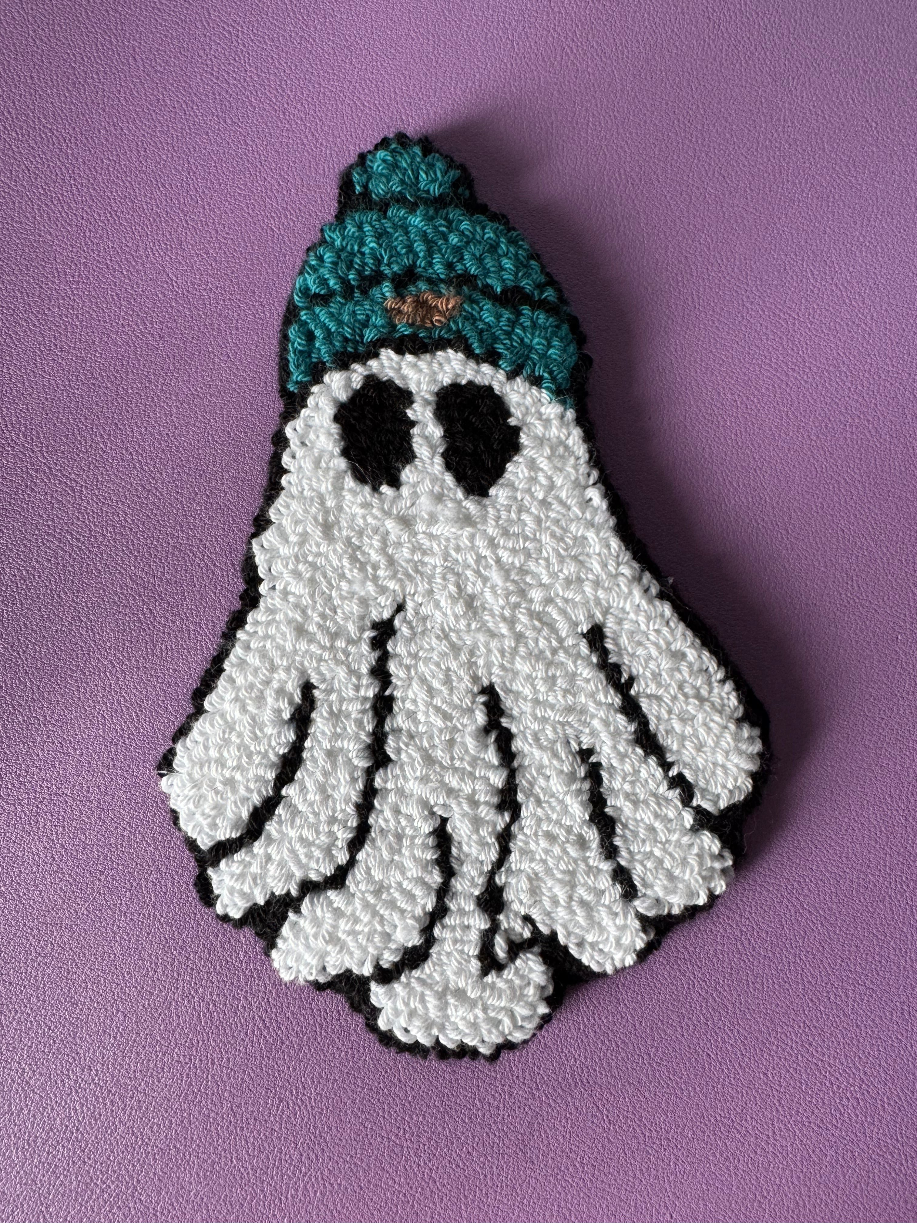 Teal Hat Ghost Mug Rug