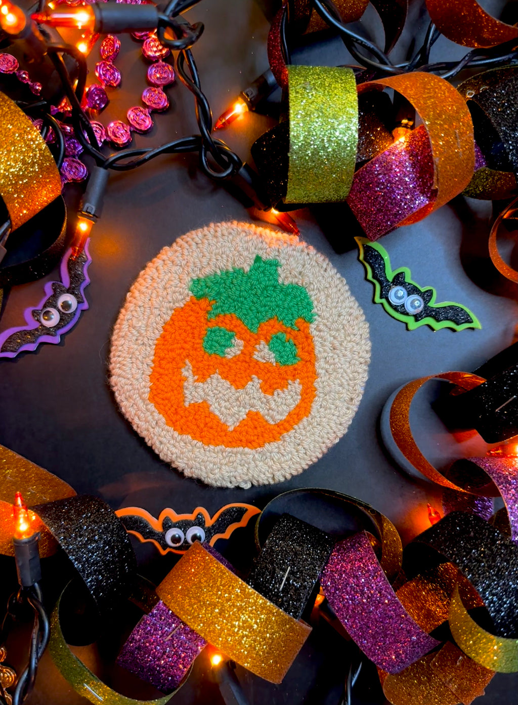 Halloween Pumpkin Cookie Mug Rug Coaster