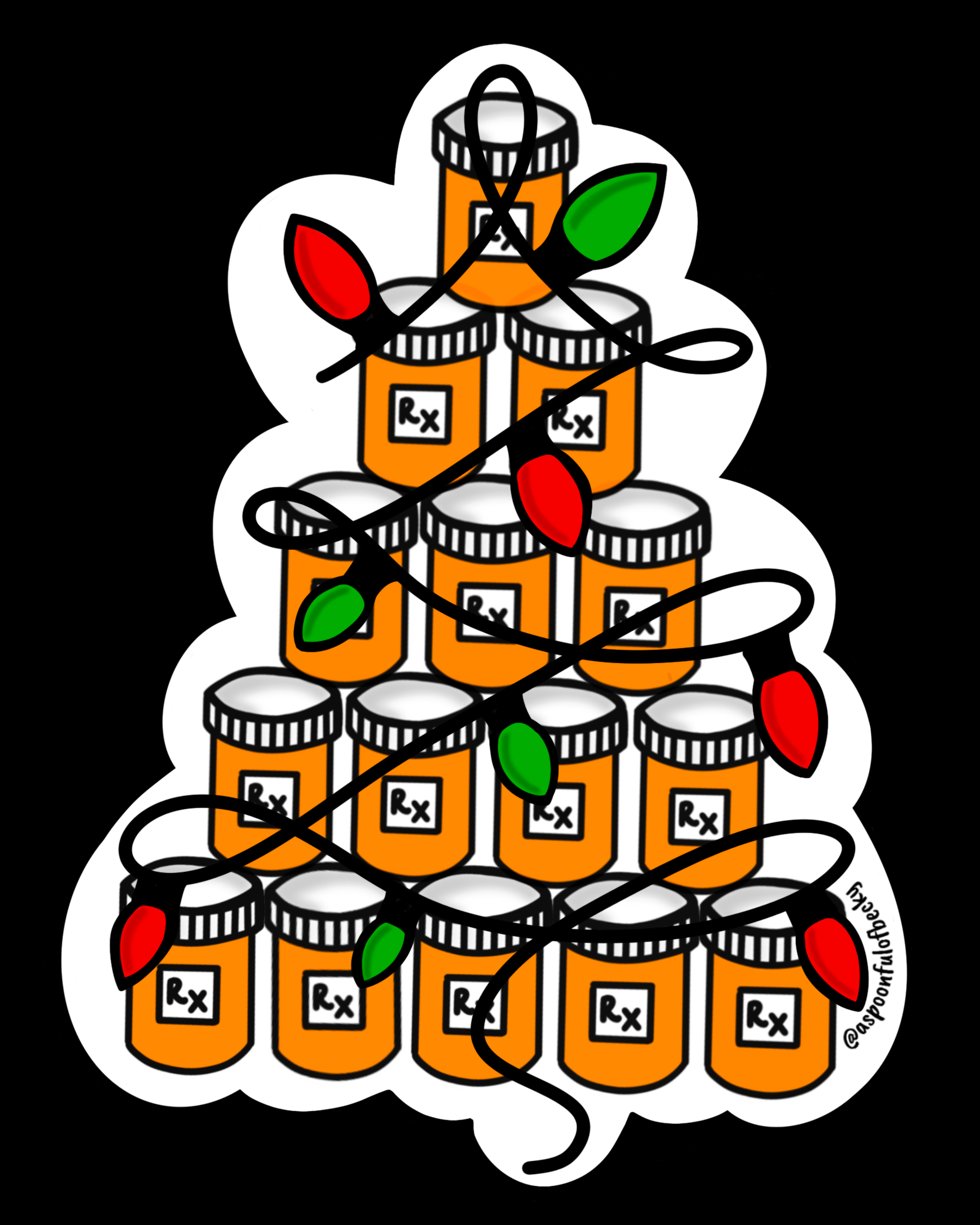 Meds Bottle Christmas Tree Sticker