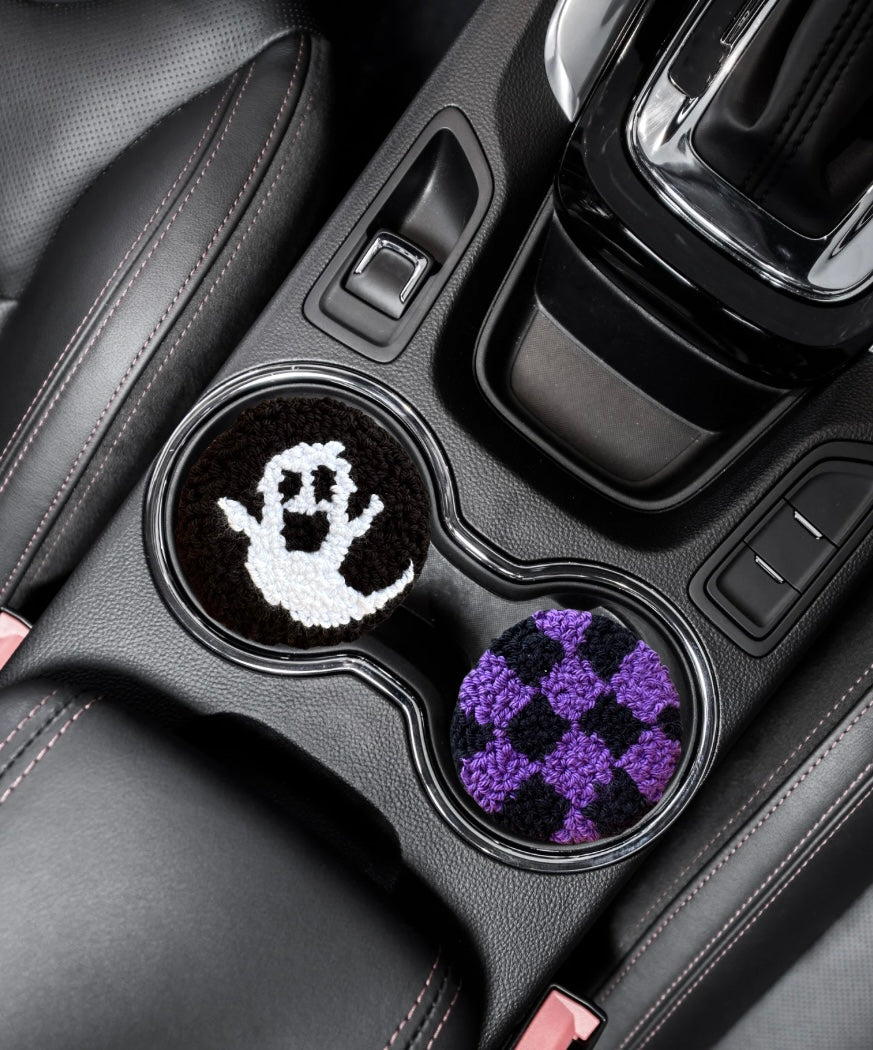 Ghost Mug Rug Car Coaster Set (2)