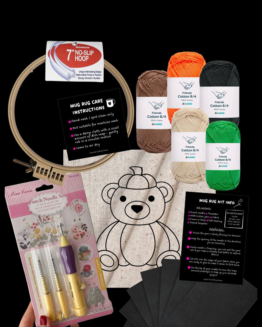 Teddy Pumpkin Punch Needle DIY Kit
